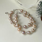 Rosy Reverie · Baroque Pearl Silver Bracelet